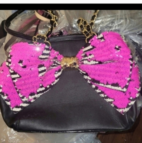 Vintage classic Betsey johnson sequin bow purse and wallet set - Picture 2 of 11
